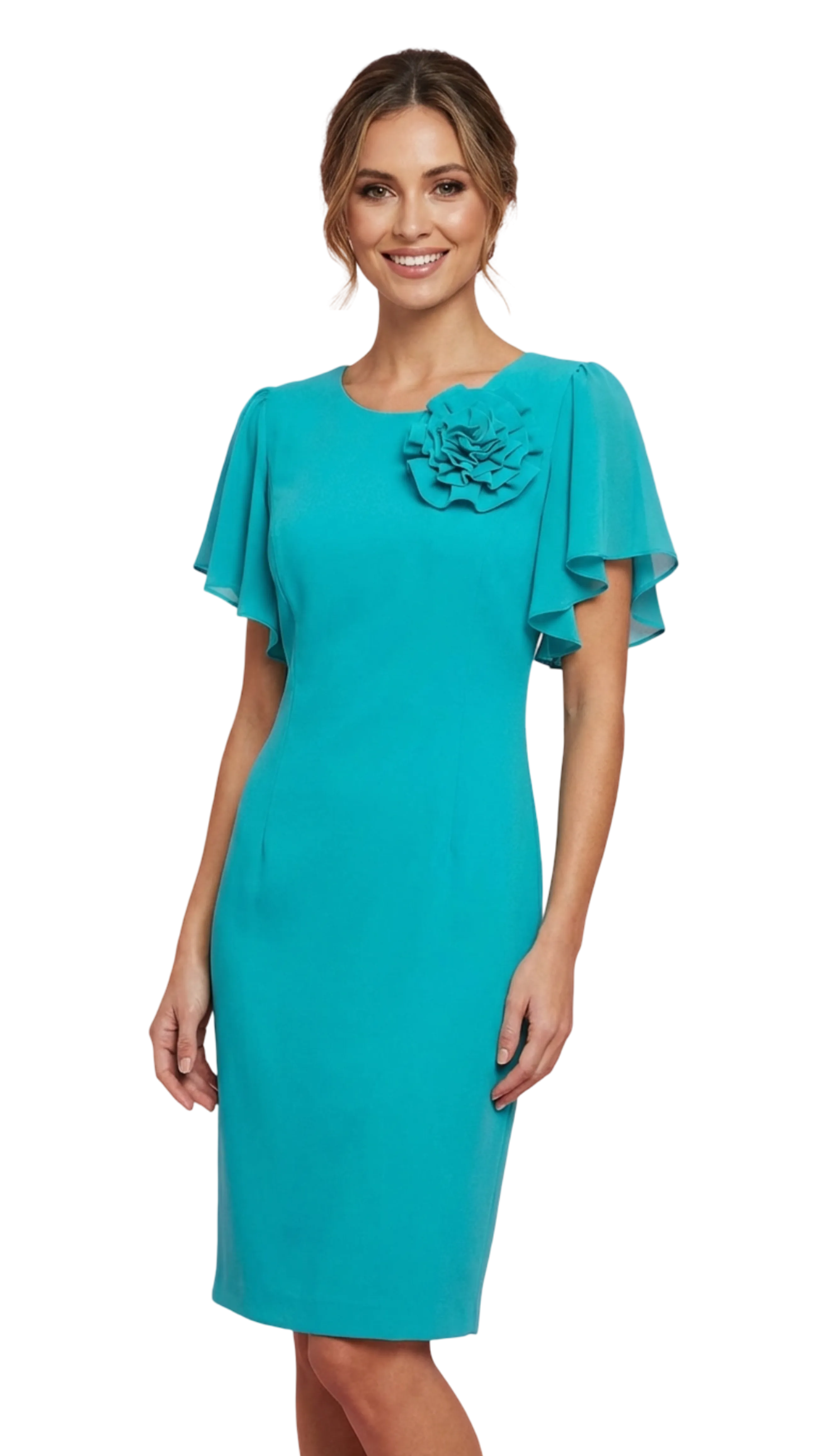 Zelma turquoise green with roses casual dress product image