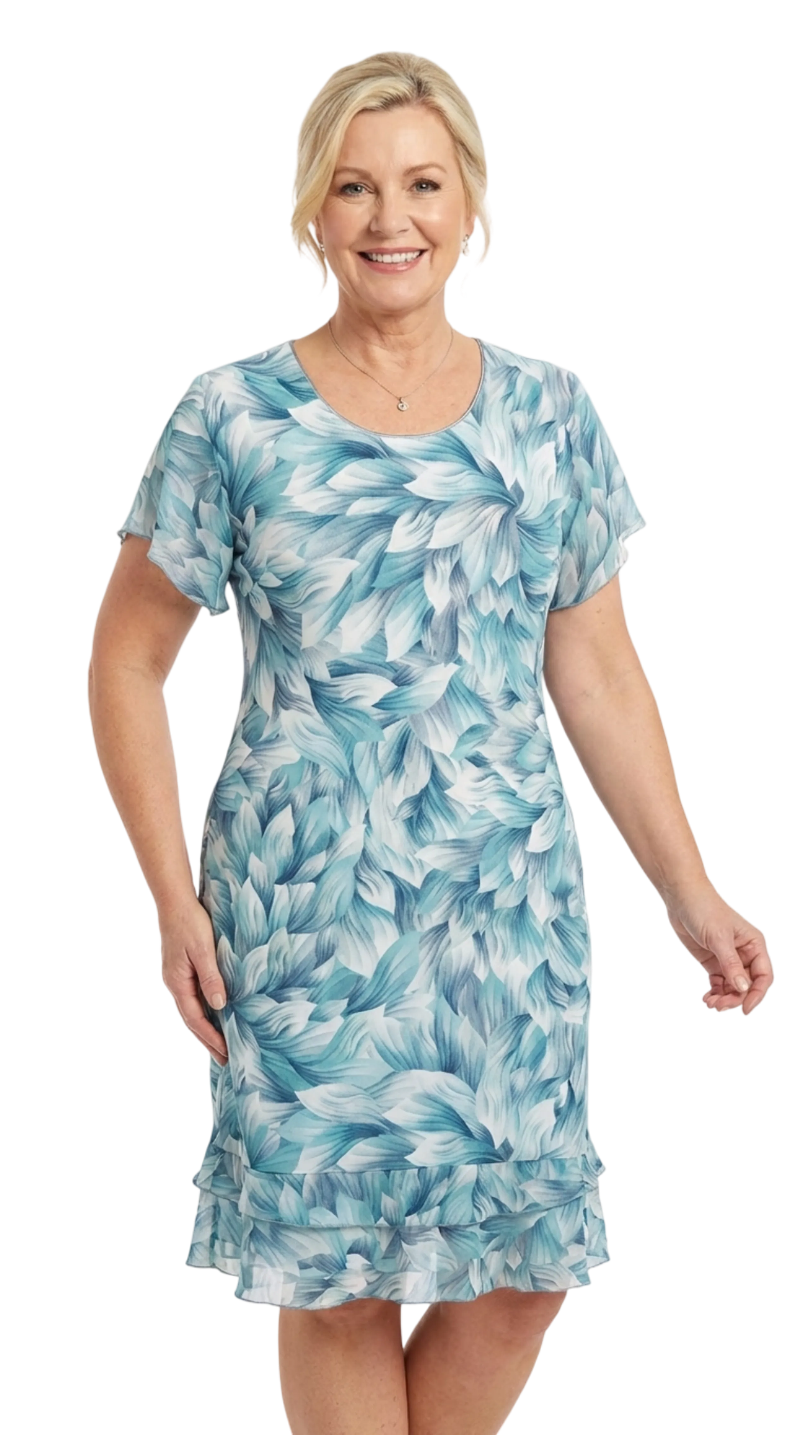 Edina ruffled green pattern dress product image